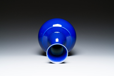A Chinese blue-glazed bottle vase, Kangxi mark, Republic