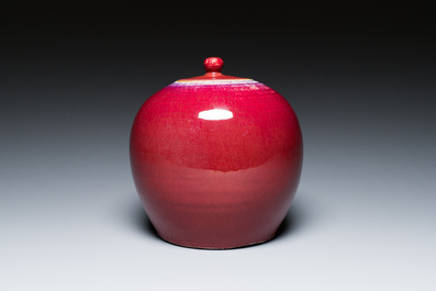 A Chinese flamb&eacute;-glazed jar and cover, 19th C.