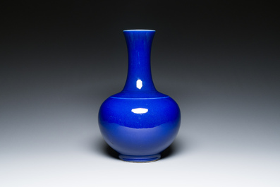 A Chinese blue-glazed bottle vase, Kangxi mark, Republic