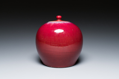 A Chinese flamb&eacute;-glazed jar and cover, 19th C.