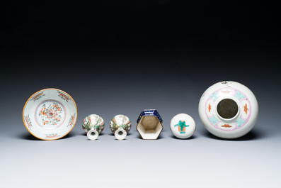 A varied collection of Chinese porcelain and Canton enamel, 18/19th C.