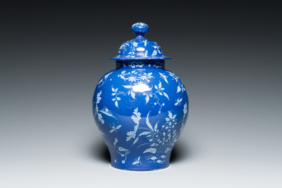 An extremely rare Dutch Delft 'Persian Blue' vase and cover, ca. 1700