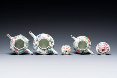 Three Chinese famille rose teapots, Yongzheng