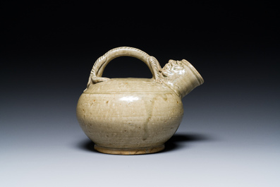 A Chinese monochrome-glazed Yaozhou kiln ewer, Tang or later