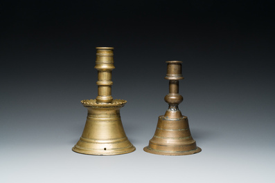 Two Ottoman bronze candlesticks, 17th C.