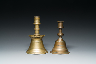 Two Ottoman bronze candlesticks, 17th C.