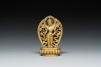 A small gilt bronze 'Buddha' sculpture, Nepal, 17/18th C.