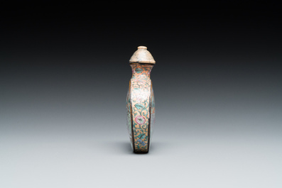 A Chinese Beijing enamel 'foreigners' snuff bottle, Qianlong mark and of the period
