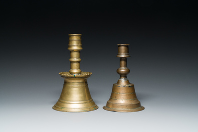 Two Ottoman bronze candlesticks, 17th C.