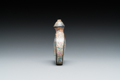 A Chinese Beijing enamel 'foreigners' snuff bottle, Qianlong mark and of the period