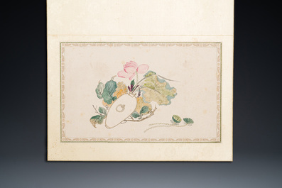 Pu Yi 溥儀 (1906-1967): 'Kalligrafie' en Wan Rong 婉容 (1904-1946): 'Stilleven', inkt en kleur op papier