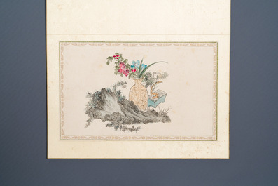 Pu Yi 溥儀 (1906-1967): 'Calligraphy' and Wan Rong 婉容 (1904-1946): 'Still life', ink and colour on paper