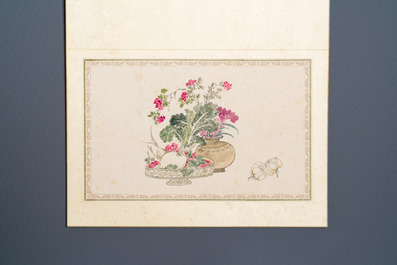 Pu Yi 溥儀 (1906-1967): 'Kalligrafie' en Wan Rong 婉容 (1904-1946): 'Stilleven', inkt en kleur op papier