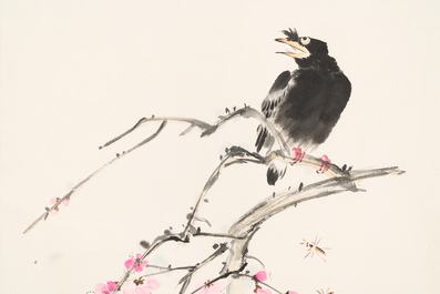 Wang Xuetao 王雪濤 (1903-1982): 'Bird and insects', ink and colour on paper