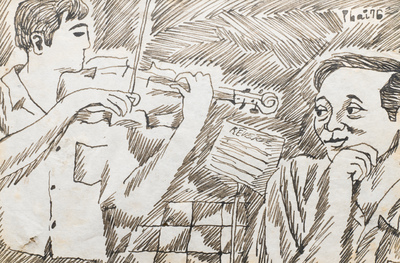Bui Xuan Phai (1920-1988): 'R&ecirc;verie', ink on paper, dated 1976 and 'Portrait of Van Duong Thanh', mixed technique on paper, dated 1979
