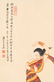 Sun Yunsheng 孫雲生 (1918-2000): 'Dancing female', ink and colour on paper, dated 1979