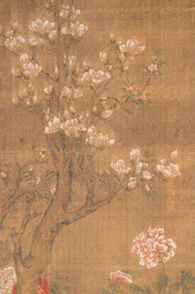 Chen Zun 陳遵 (1723-?): 'Magnolia and pheasant', ink and colour on silk, dated 1775