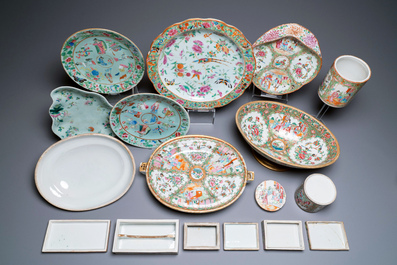 An extensive collection of Chinese Canton famille rose porcelain, 19th C.