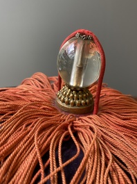 A Chinese Mandarin official's court hat of 5th rank, 19th C.