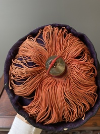 A Chinese Mandarin official's court hat of 5th rank, 19th C.