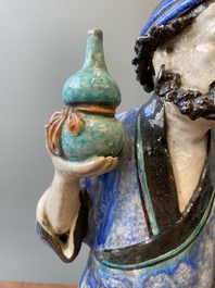A large Chinese polychrome Shiwan pottery figure of Li Tieguai, 19th C.