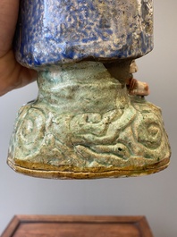 A large Chinese polychrome Shiwan pottery figure of Li Tieguai, 19th C.
