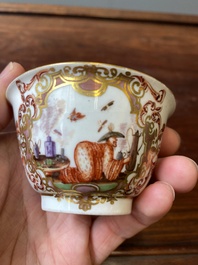 A polychrome Meissen porcelain chinoiserie tea bowl by J.G. H&ouml;roldt, Germany, ca. 1725
