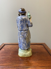 A large Chinese polychrome Shiwan pottery figure of Li Tieguai, 19th C.