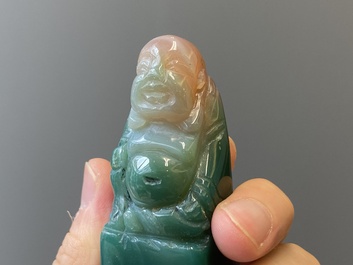 A Chinese white jade hairpin and two jade seal stamps, Qing