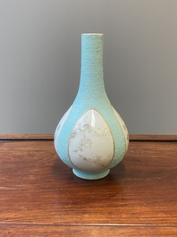 A Chinese turquoise-ground grisaille vase, Wan Yu 玩玉 seal mark, Qianlong mark and probably of the period