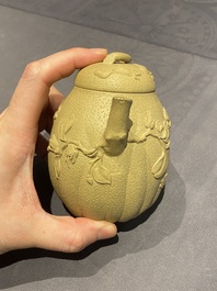 A Chinese Yixing stoneware teapot and cover with squirrels and butterflies, Chen Janyin 陳建寅 seal mark, Kangxi