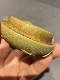 A Chinese Yixing stoneware teapot and cover with squirrels and butterflies, Chen Janyin 陳建寅 seal mark, Kangxi