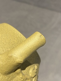 A Chinese Yixing stoneware teapot and cover with squirrels and butterflies, Chen Janyin 陳建寅 seal mark, Kangxi