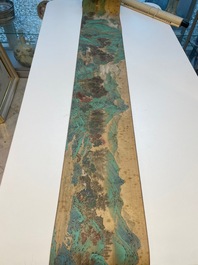 Xu Yang 徐揚 (1712-1777) en Wu Hufan 吳湖帆 (1894-1968): : 'Berglandschap, gedateerd 1755, met latere kalligrafie, inkt en kleur op zijde