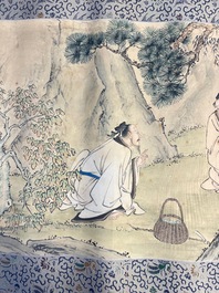 Feng Chaoran 馮超然 (1882-1954): 'Two sages under a pine tree', ink and colours on silk, dated 1927