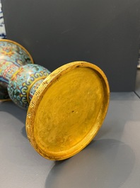 A Chinese cloisonn&eacute; 'gu' vase with lotus scrolls, 18/19th C.