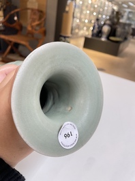 A Chinese Longquan celadon 'peony scroll' vase, Yuan