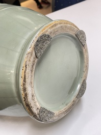 A Chinese celadon-glazed 'lotus scroll' vase, Qianlong