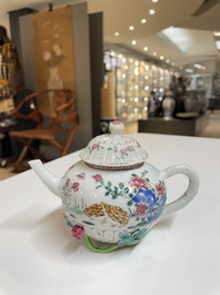 Three Chinese famille rose teapots and covers, Yongzheng