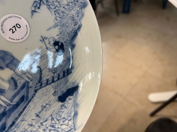 A Chinese blue and white 'river scene' plate, Yongzheng