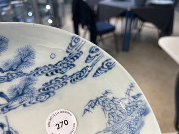 A Chinese blue and white 'river scene' plate, Yongzheng