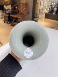 A Chinese Longquan celadon 'peony scroll' vase, Yuan