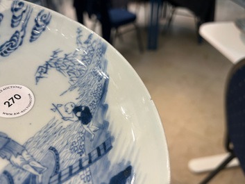 A Chinese blue and white 'river scene' plate, Yongzheng