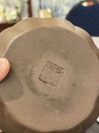 A Chinese Yixing stoneware teapot and cover, signed Li Yong 利永, Yixing seal mark, dated 1934