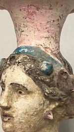 A polychrome Greek pottery vase with a woman's head, Canosa, Apulia, Italy, ca. 4th/3rd C. b.C.
