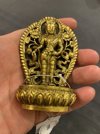A small gilt bronze 'Buddha' sculpture, Nepal, 17/18th C.
