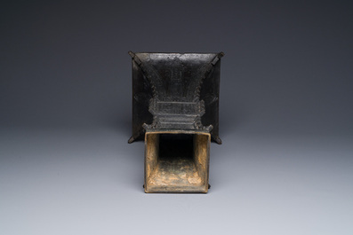 A Chinese bronze 'zun' vase with taotie design, Ming