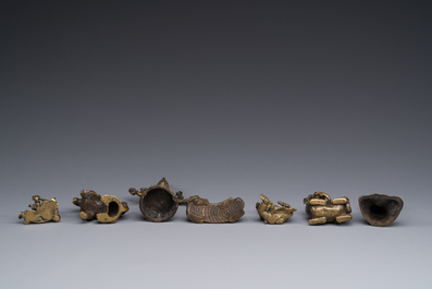 A collection of Chinese and Sino-tibetan bronze sculptures and paper weights, Qing