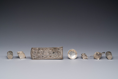 A group of ten varied Chinese small silver wares, Bao Sheng 寶升 mark, 19/20th C.