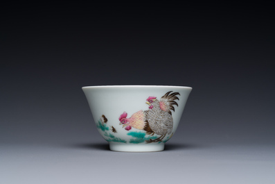 A Chinese famille rose 'chicken' cup, Yongzheng mark, 18/19th C.